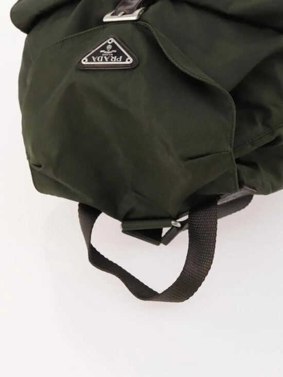 PRADA Backpack Nylon Khaki Silver Auth LNZ259 main image 2